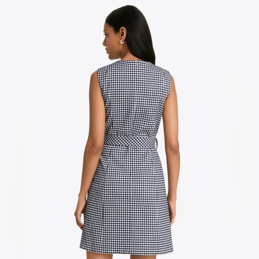 Draper James Black and White Gingham Belted Mini Dress - Picture 3 of 10